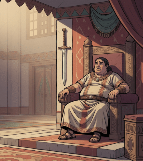 Ilustração do rei Eglom de Moabe, inimigo de Israel