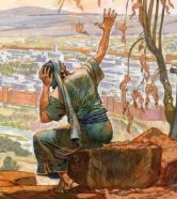 Ilustração de Jonas durante conversa com Deus após pregar aos moradores da cidade de Nínive. Etnocentrismo religioso