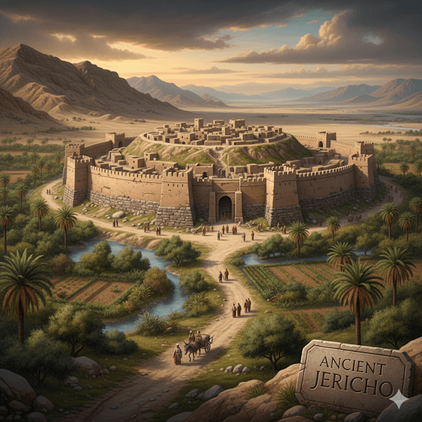 Ilustração da antiga cidade de Jericó