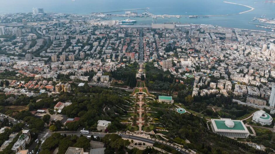 Foto aérea da cidade de Haifa, ao norte de Israel