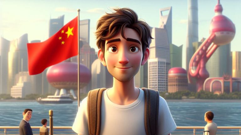 Missão transcultural - Ilustração de jovem missionário chegando na China