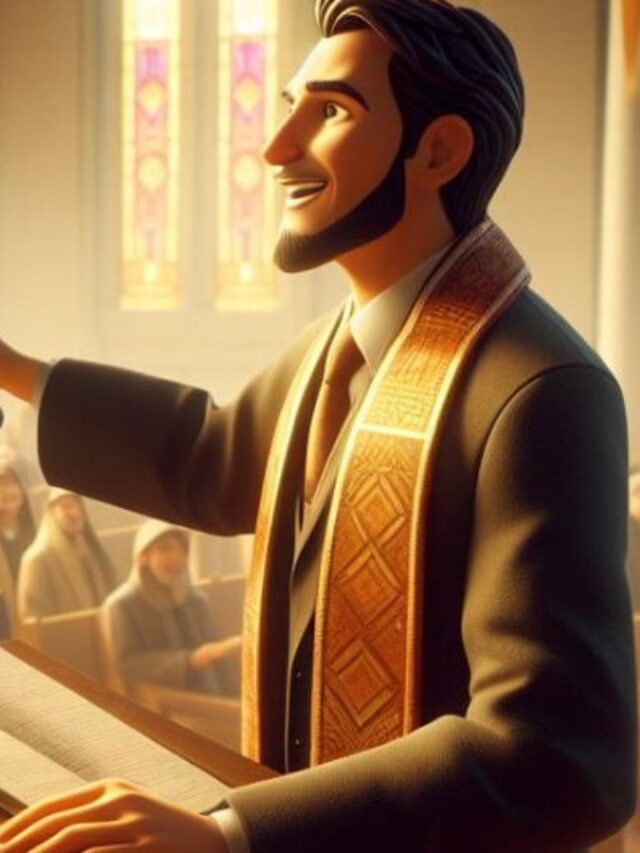 Homilética - Ilustração de um pastor presbiteriano pregando a palavra a frente da igreja