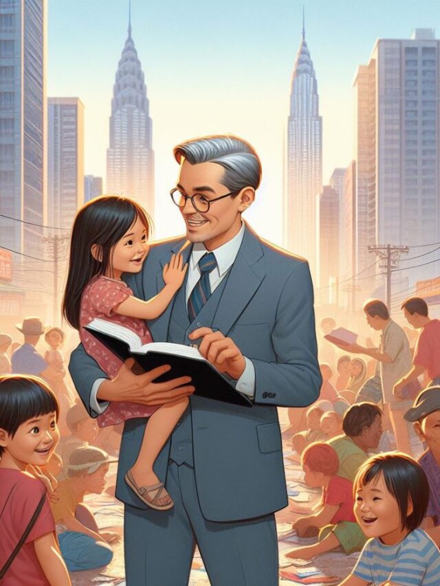 Urban mission: illustration of a missionary evangelizing in the center of a city