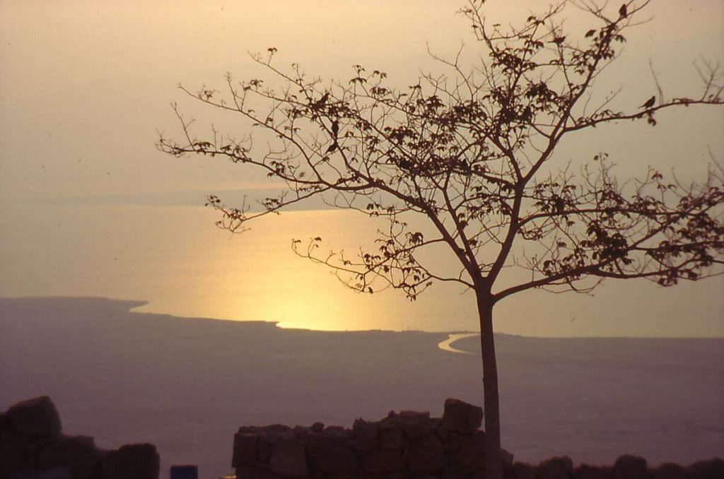 Foto do Mar Morto pela manhã, visto de Masada