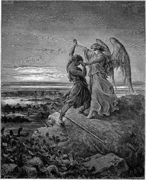 Pintura de Gustave Doré, Jacó lutando com o anjo (1855)