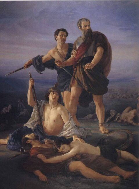 "Muerte del rey Saúl", 1848 de Elie Marcuse (Alemania y Francia, 1817-1902)