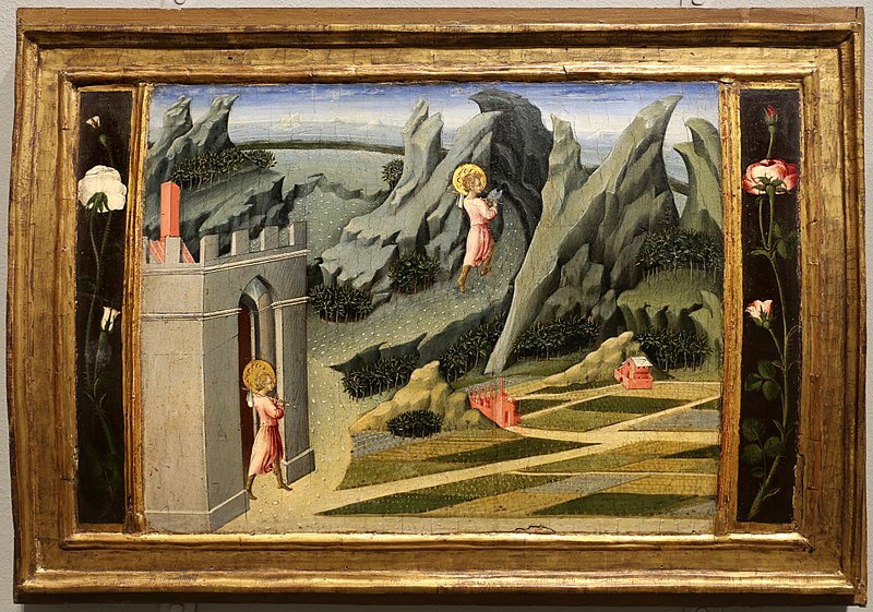 João Batista partindo para o deserto, por Giovanni di Paolo, 1454