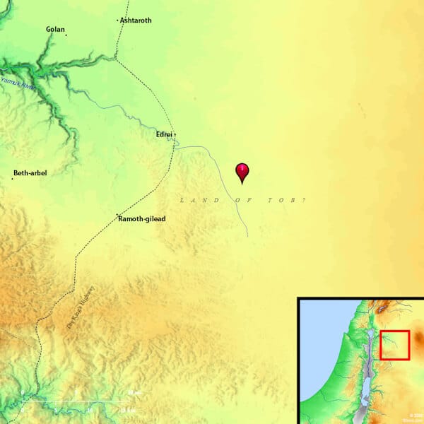 Mapa da cidade bíblica de Tobe, na tribo de Manassés