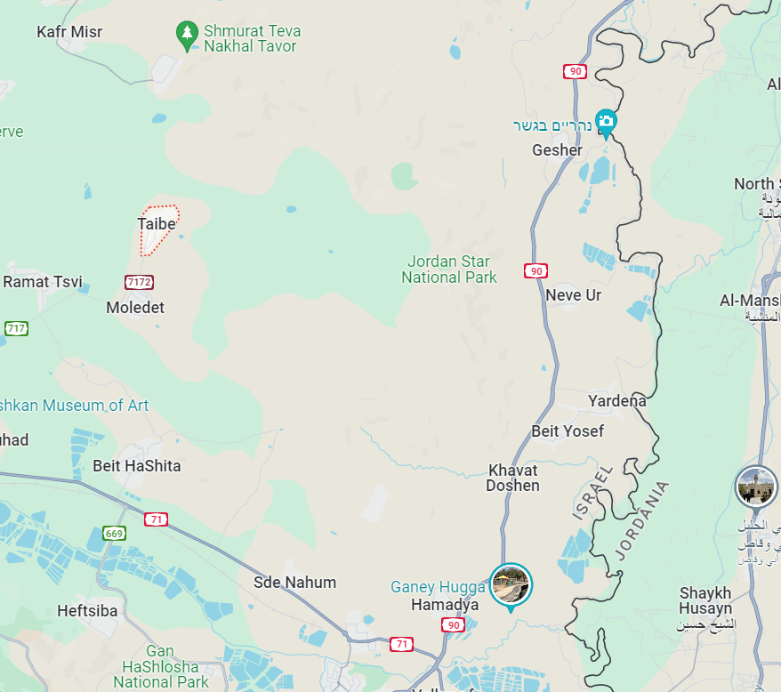 Mapa de Taibe, suposta localização de Tobe