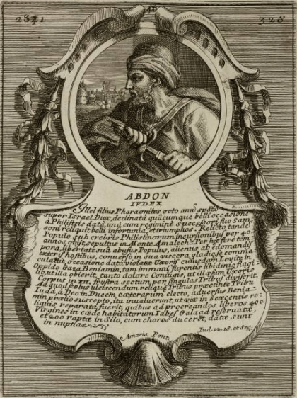 Um retrato de Abdom, um juiz de Israel, do Epitome historico-chronologica de Bartolomeo Gai, 1751