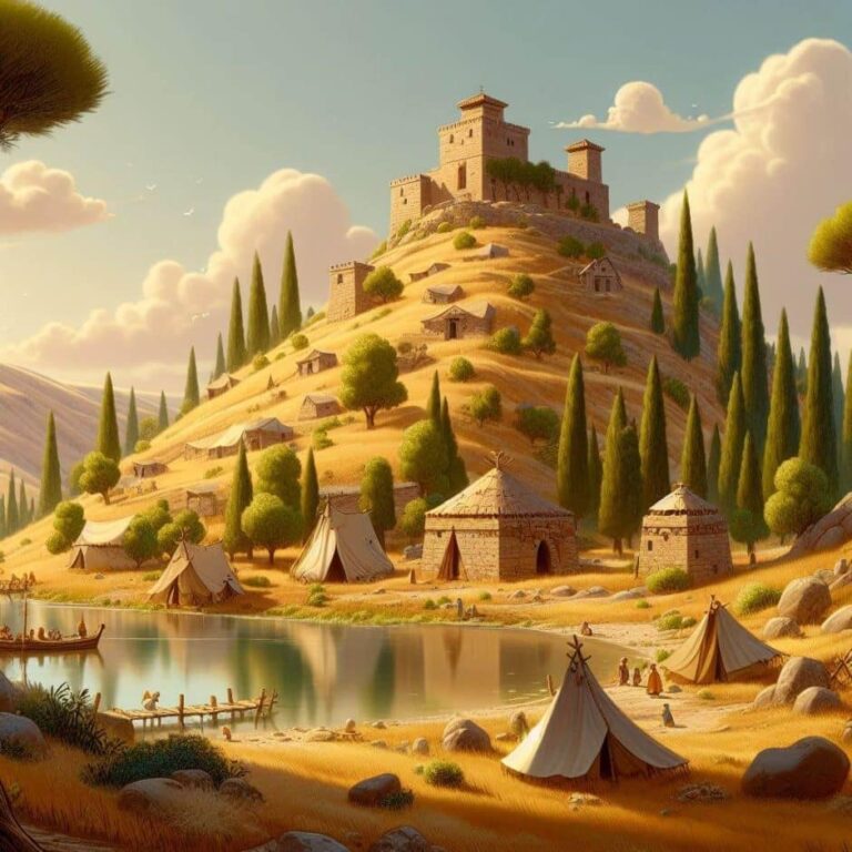 Ilustração da cidade bíblica de Aijalom de Dã