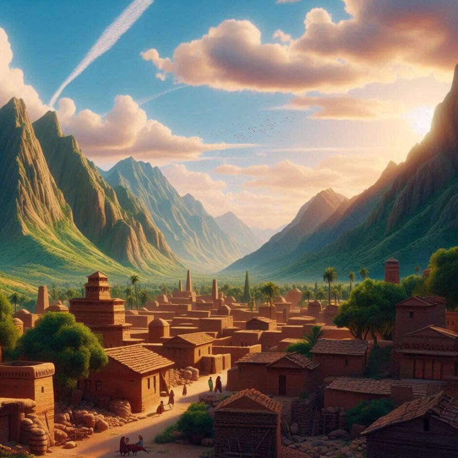 Ilustração da cidade bíblica de Ramate-Leí, também chamada de Leí