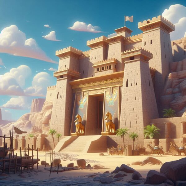 Ilustração de uma aldeia egípcia