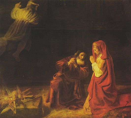 Manoá e sua esposa fazem um sacrifício ao Senhor. Pintura em óleo sobre tela de 1641, está exposta no Museu dos Grandes Pintores de Dresden