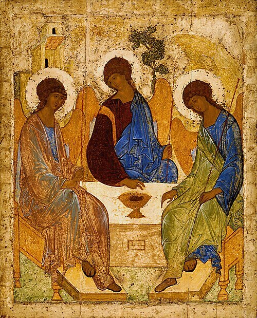 A Trindade, do pintor de ícones russo Andrei Rublev , início do século XV