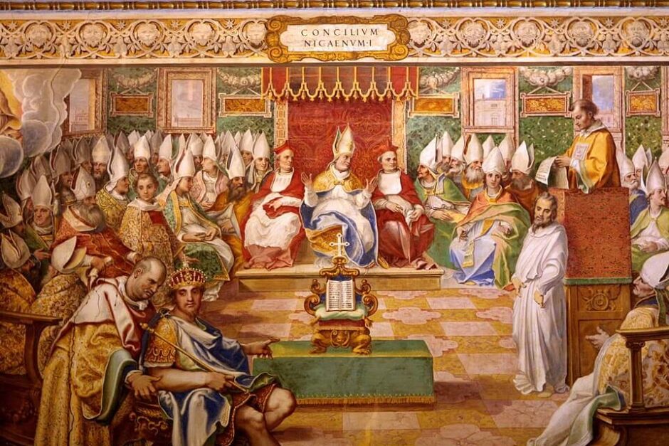 Afresco do século XVI representando o Primeiro Concílio de Niceia