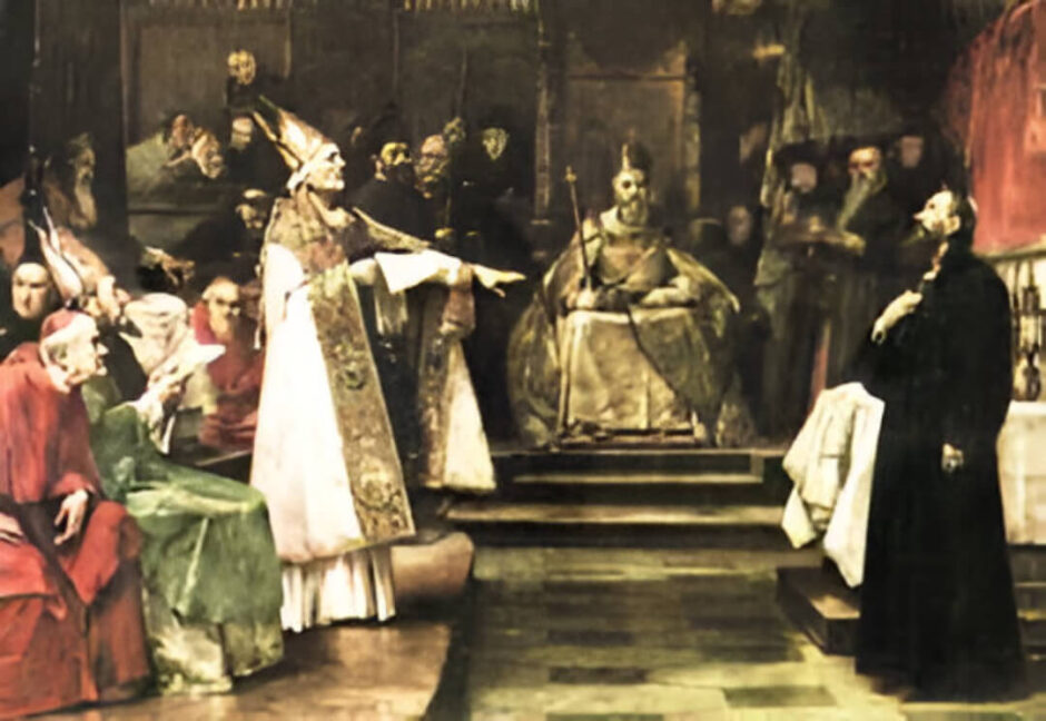 Jan Hus no Concílio de Constança. Pintura de Václav Brožík.