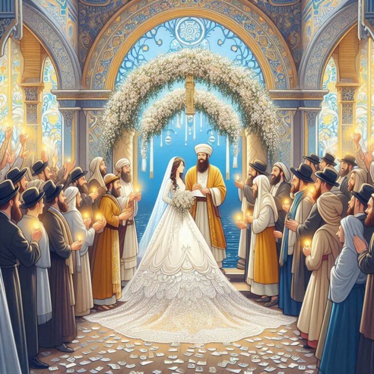 Ilustração de um casamento sobre a Lei do levirato