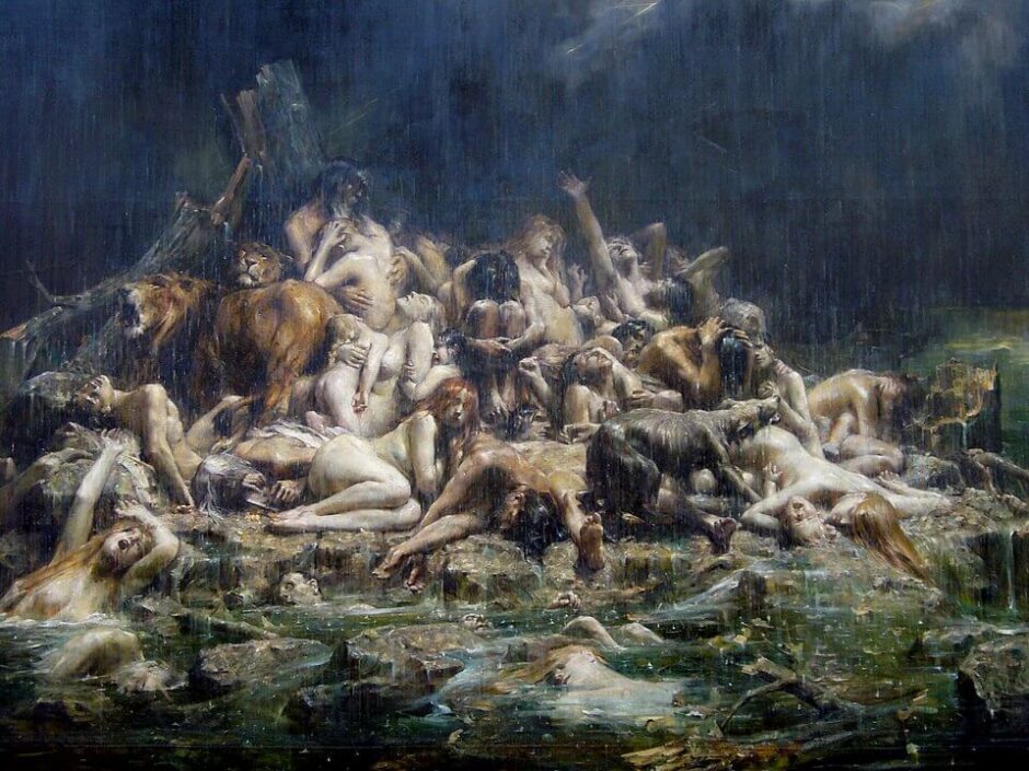 O Dilúvio de Noé e Companheiros (c. 1911) por Léon Comerre. Musée d'Arts de Nantes