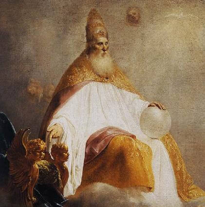 Representação de Deus Pai (detalhe) oferecendo o trono da direita a Cristo, Pieter de Grebber, 1654