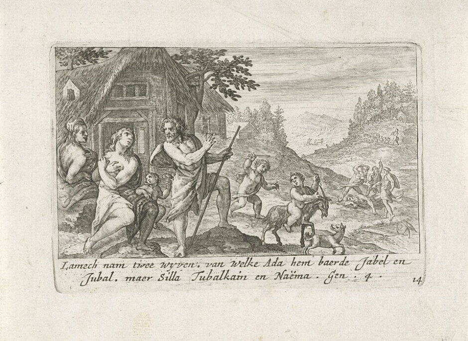 "Lamech met zijn gezin Liber Genesis", por Hollstein Dutch de 1342