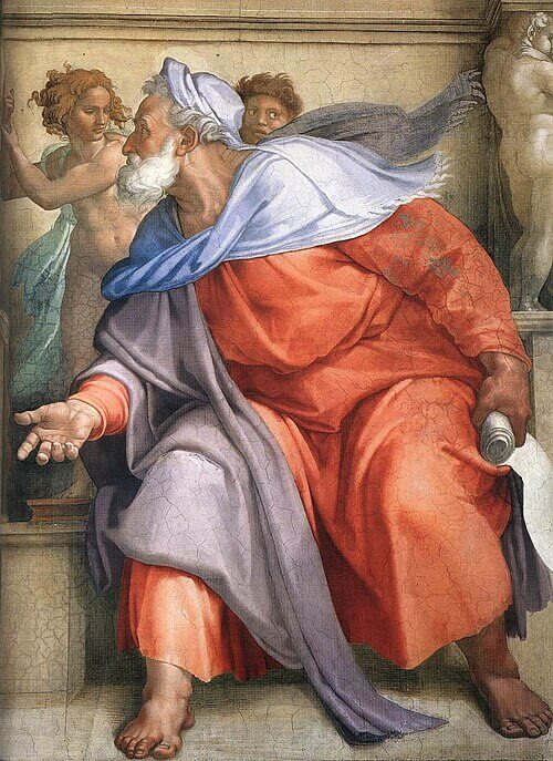 O profeta Ezequiel, por Michelangelo na Capela Sistina, Vaticano
