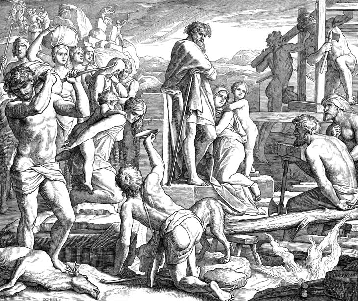 Representação de Caim estabelecendo a cidade de Enoque, por Julius Schnorr von Carolsfeld