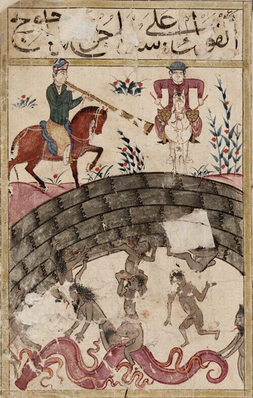 A grande muralha de Gog e Magog. Ilustração de um conto. Página de um manuscrito, coletâneo árabe do século XV.