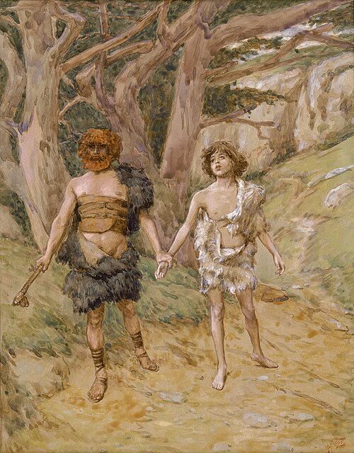 Caim conduzindo Abel à morte, por James Tissot