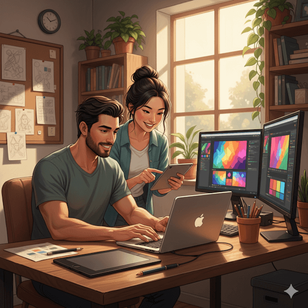 Couple working (finding purpose in mundane and repetitive tasks)