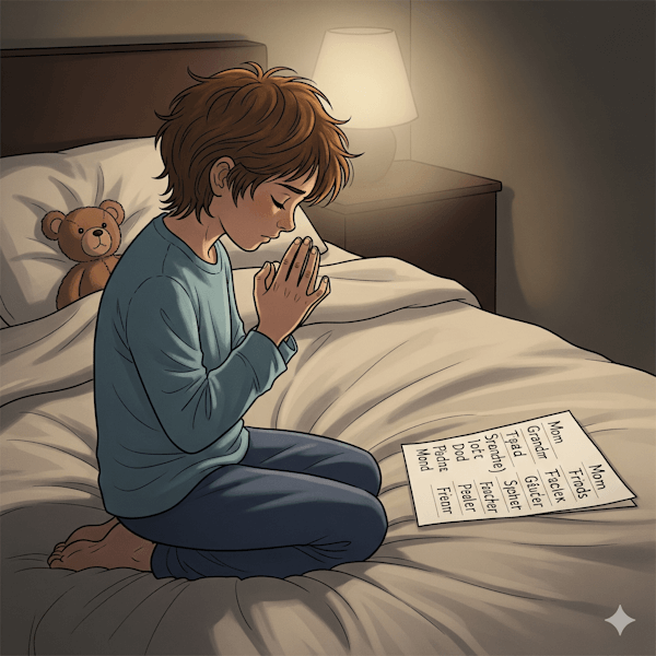 Child praying (prayer for pastor and family)