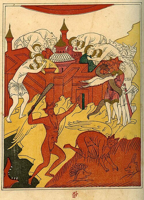 Diabo, Gog e Magog atacam a Cidade Santa (de um manuscrito russo do século XVII).