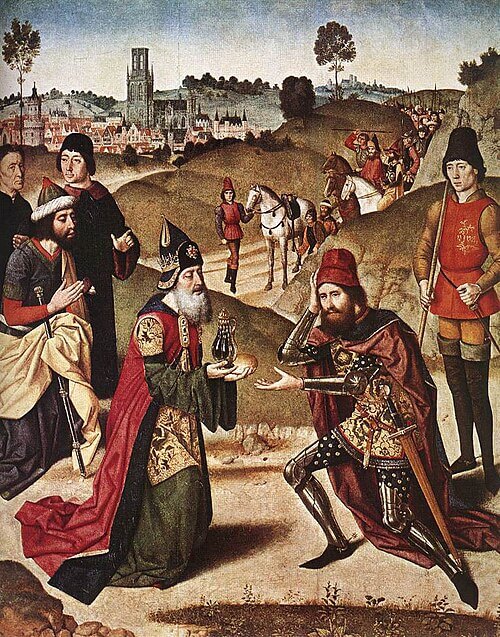 Encontro de Abraão e Melquisedeque por Dieric Bouts