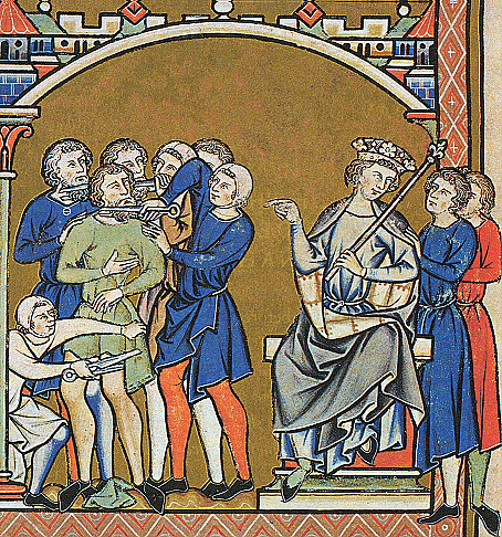 Ilustração da Bíblia de Morgan retratando Hanun humilhando os embaixadores de Davi