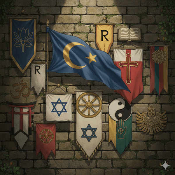 Ilustração de um cenário Multirreligioso