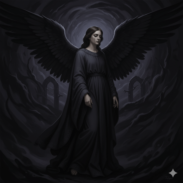 Ilustração que representa Satanás como um anjo (Capeta)