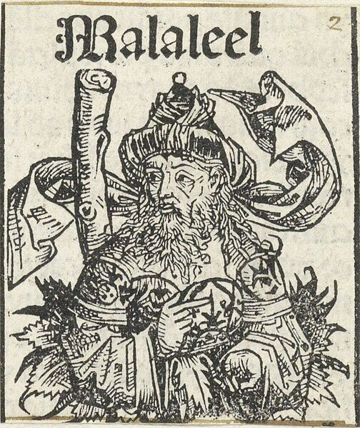 Mahalalel conforme retratado na Crônica de Nuremberg de 1493 d.C.