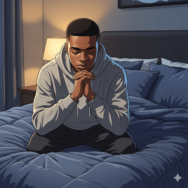 Christian boy praying (mortification)
