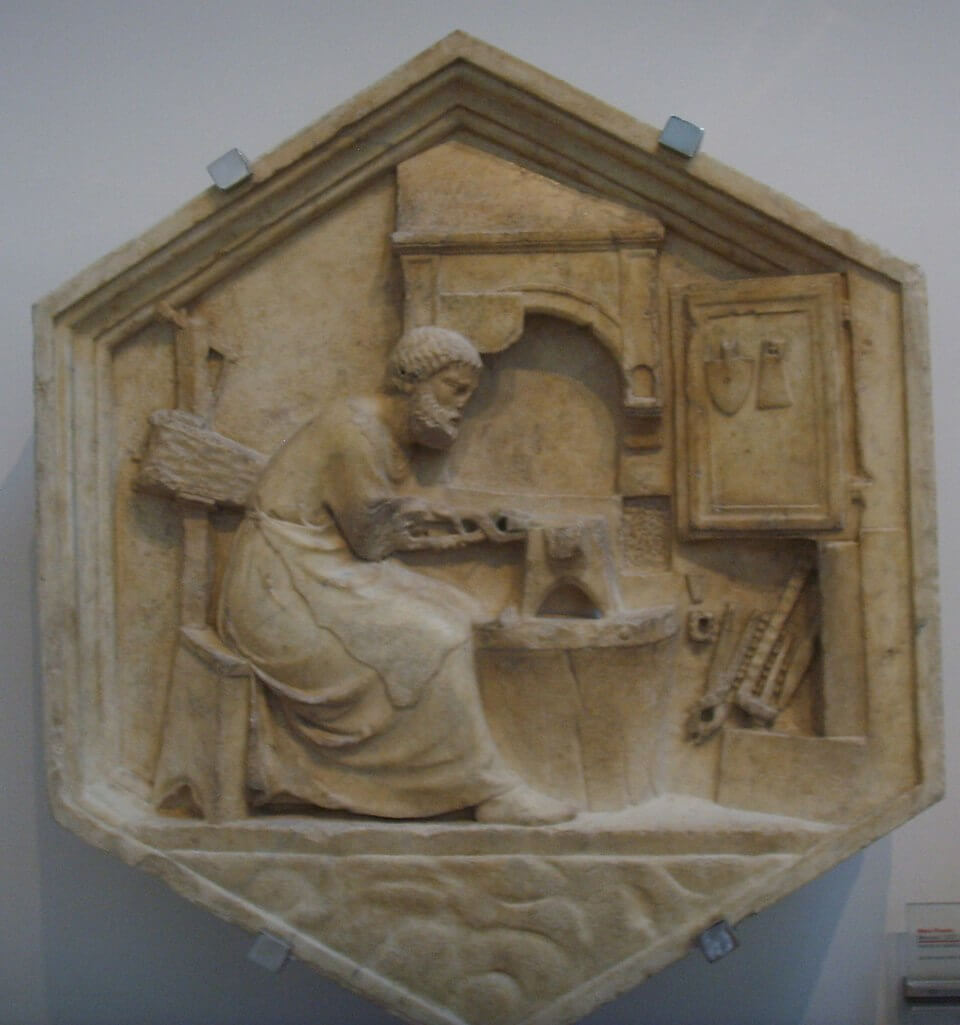 Tubalcaim em sua forja, por Andrea Pisano, 1334–1336