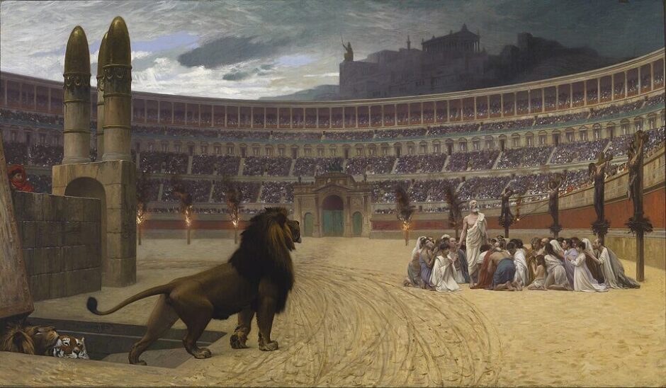 A última oração dos mártires cristãos, por Jean-Léon Gérôme (1883)