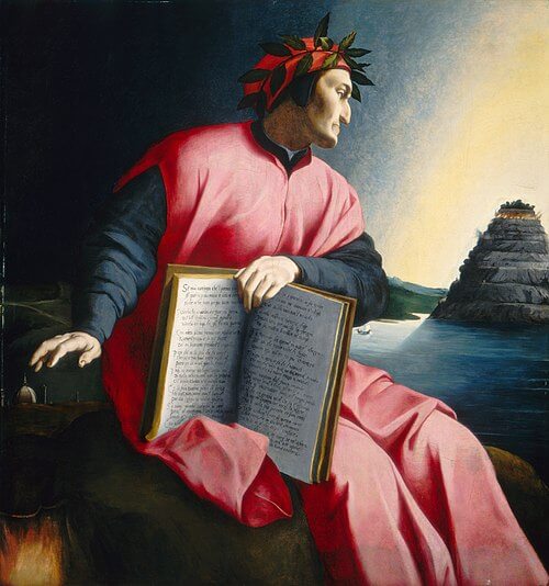 Agnolo Bronzino (1530) Dante olha em direção ao Purgatório. (Divina Comédia)