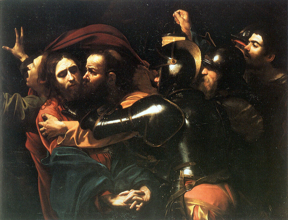 Beijo de Judas, prisão de Jesus por Caravaggio, século XVII