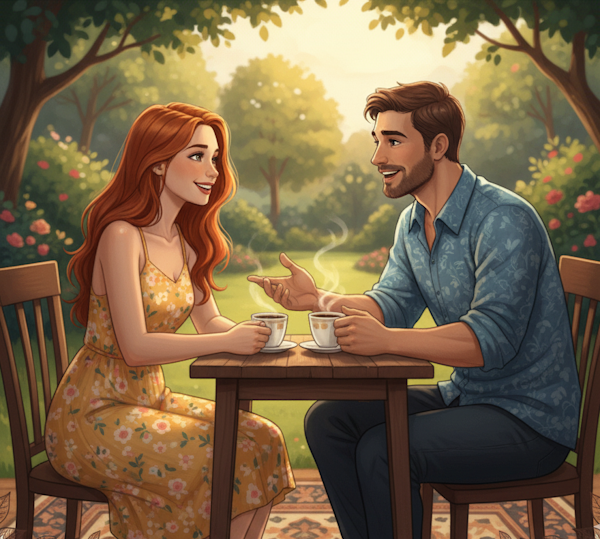 Illustration of a couple talking (limits in the relationship)