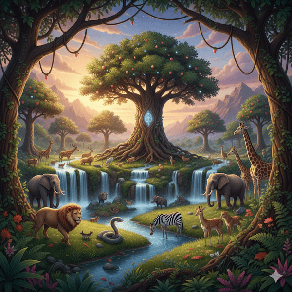 Ilustração do Jardim do Éden