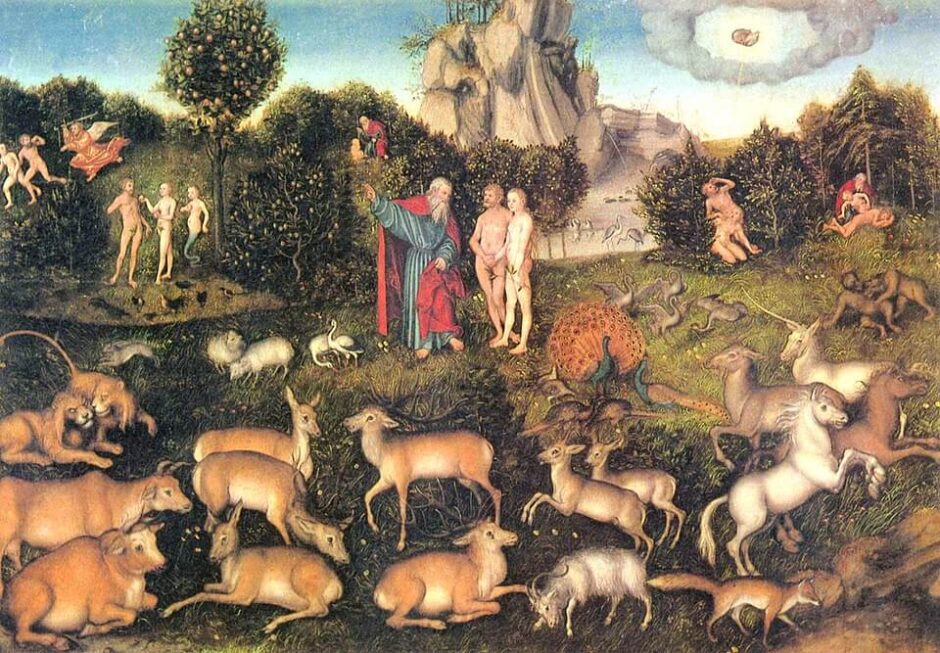 O Jardim do Éden, de Lucas Cranach der Ältere, uma representação alemã século XVI do Jardim do Éden.