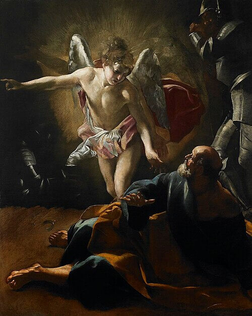 A Libertação do apóstolo Pedro da prisão por um anjo, por Giovanni Lanfranco , 1620–1621