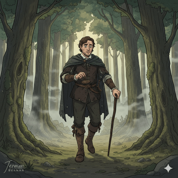 Homem do século XVI perdido na floresta