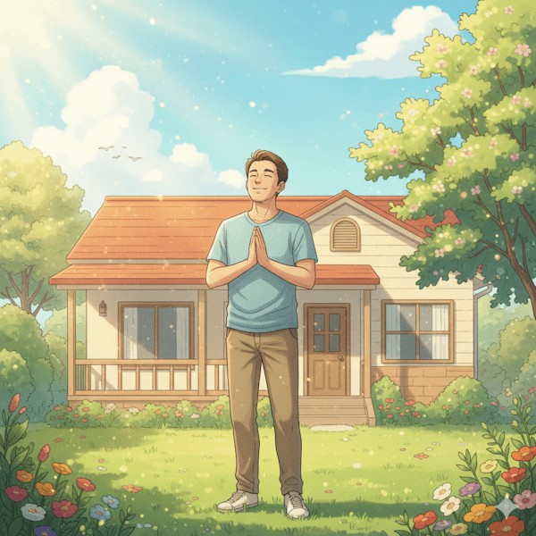 Homem orando e agradecendo a Deus