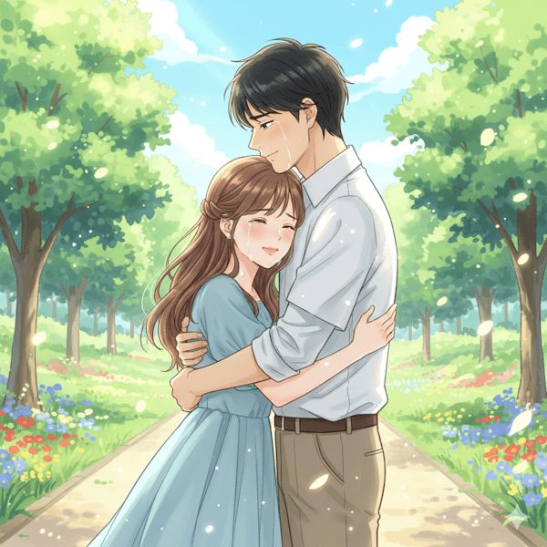 Ilustração de casal se abraçando perdoando