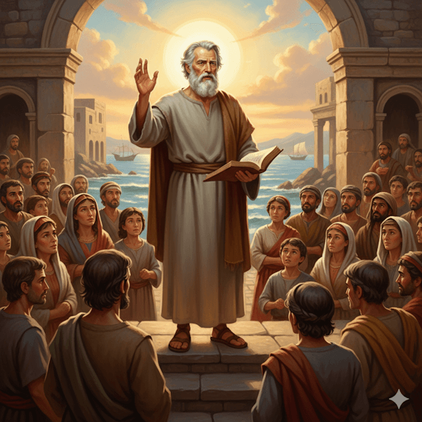 Ilustração do apóstolo João ministrando a palavra. O Discípulo Amado - Apóstolo João